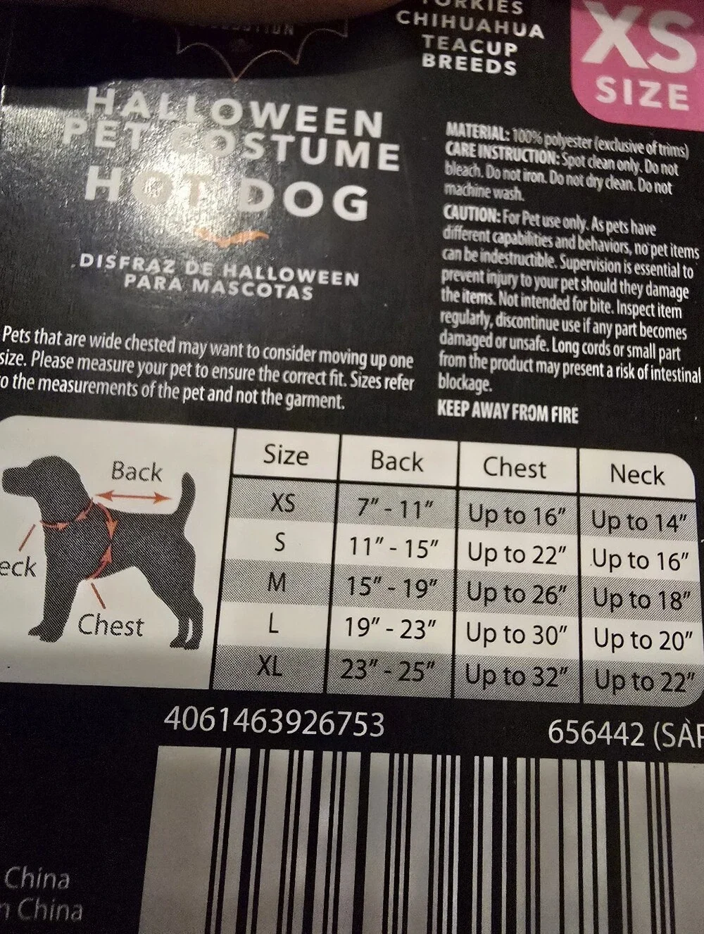 Hot Dog Halloween Pet Costume for Dogs